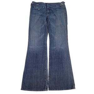 7 For All Mankind VTG Y2K Jeans Tag 31 (35x32) Flare Side Buckle Flap Pocket USA